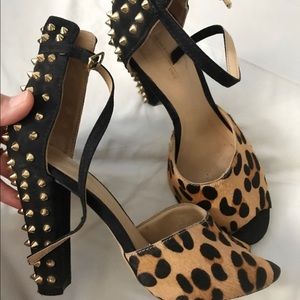 Zara leopard print spiked heels